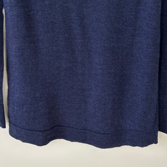 Cynthia Rowley 100% Merino Wool Blue Crewneck Tie Back Sweater - Picture 11 of 16